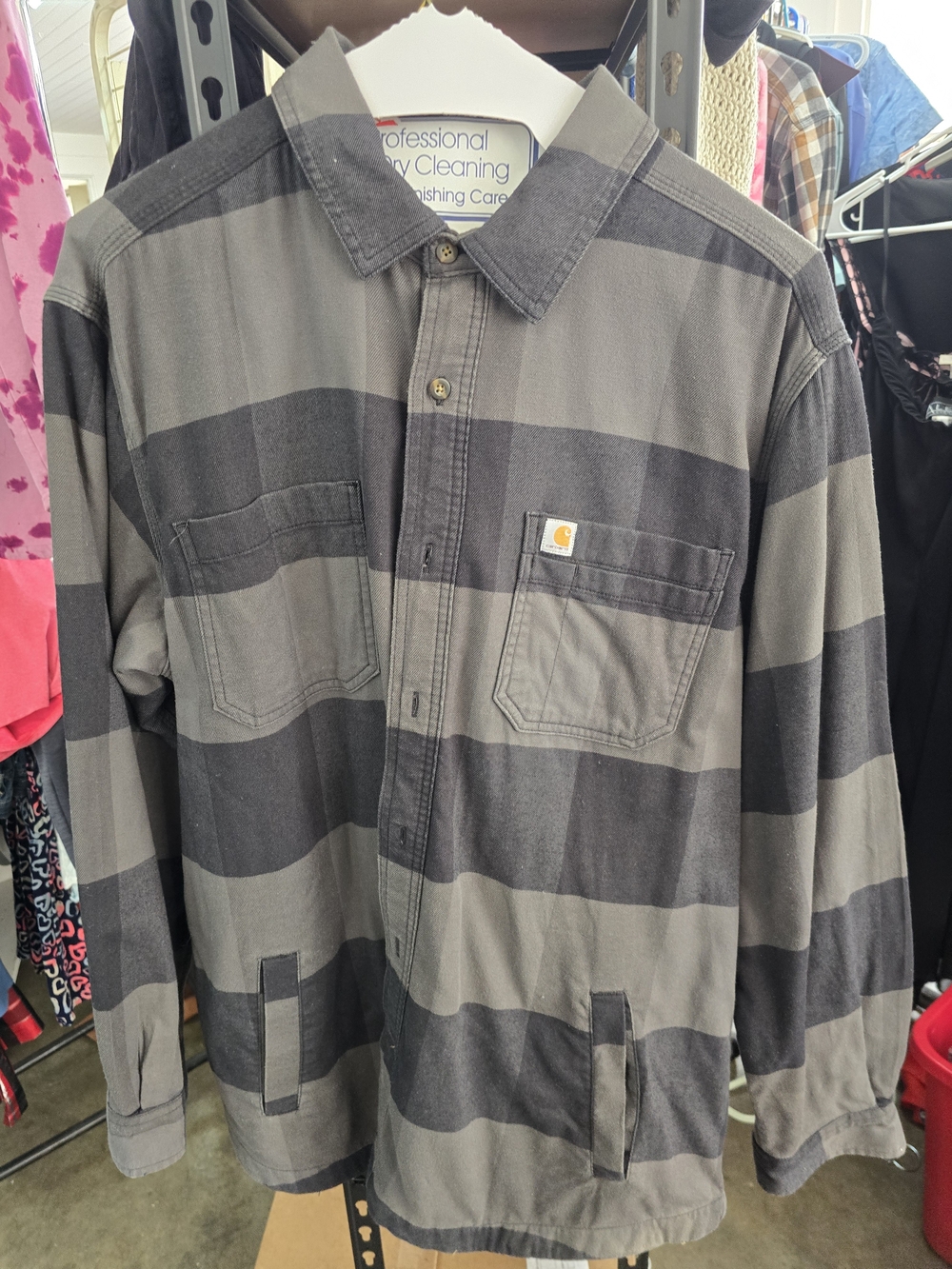 Carhartt Gray & Charcoal Striped Work Shirt Jacket
